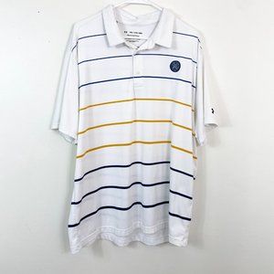 Under Amor Mens The Playoff Polo White Stripe Size 2xl